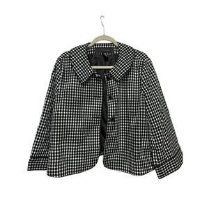 Apostrophe Black & White Blazer XL Mod Retro Polka Dot Swing Coat Parisian CHIC